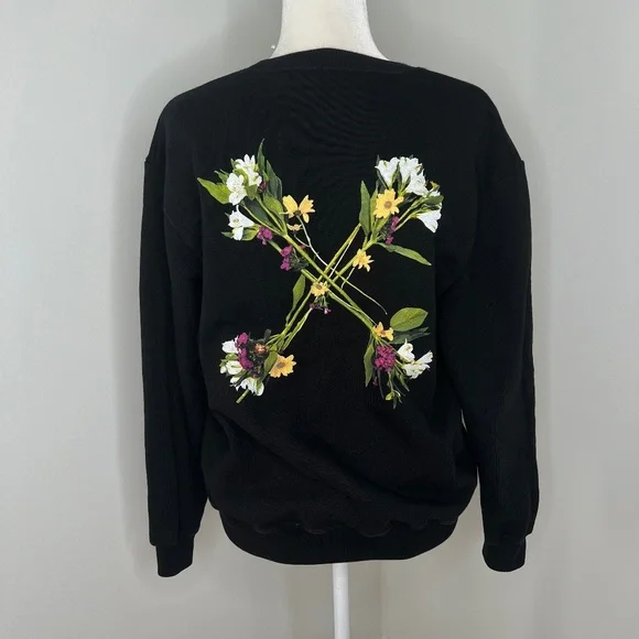 Off White Flock Arrow Black Crew Neck Sweater Sweatshirt S - Picture 4 of 12
